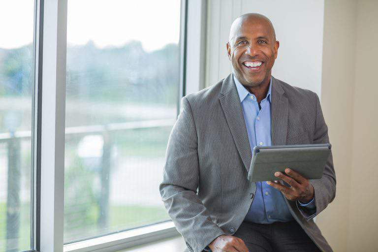 Portrait of an African American man at work.